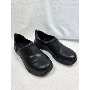 LL Bean Womens Black Slip-On Leather Clogs Shoes Size 7.5 Quilted Comfort